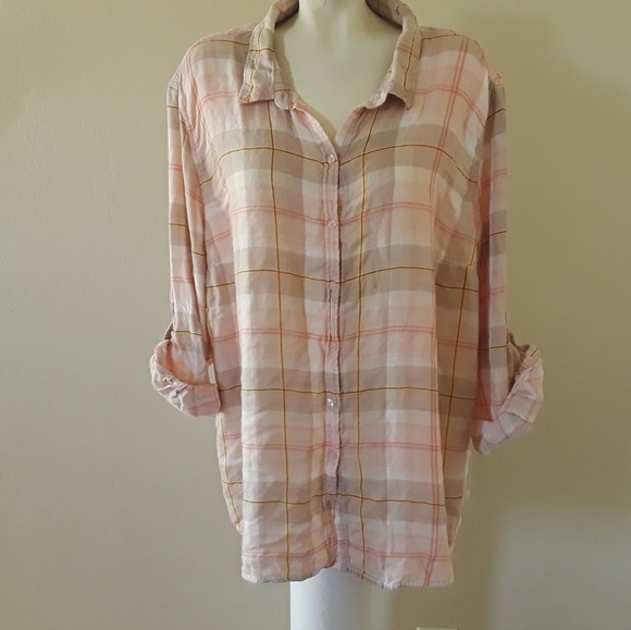 Catherines Tops - Long Pink Flannel